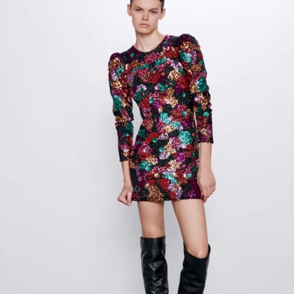 NWT! Zara EMBROIDERED MINI DRESS
Multicolored
